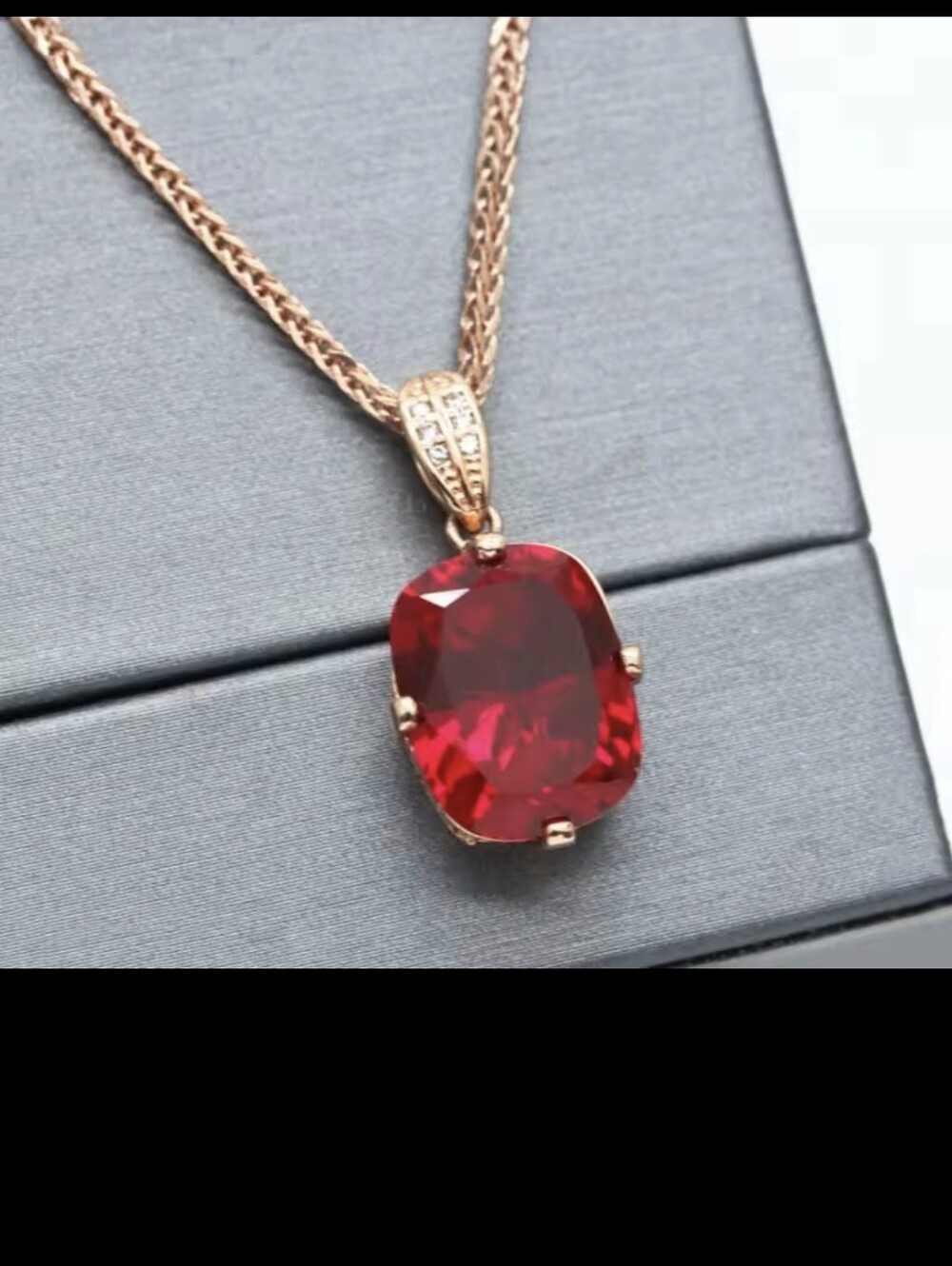 RubyNeckl lab Created Ruby 14k Gold Plated 19inch Chain L  And U Hv 2 Inch Extra